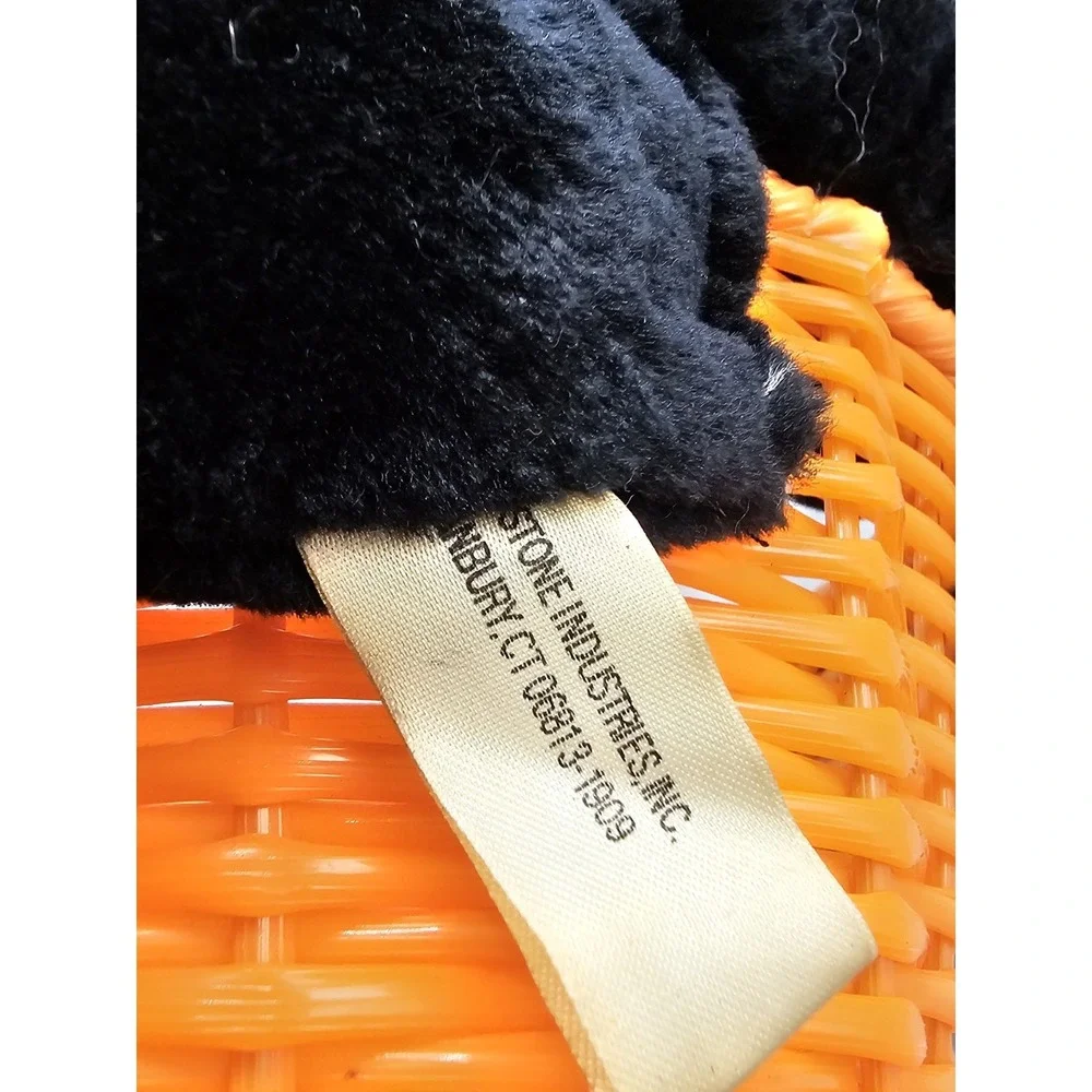 Vintage Topstone Industries Orange Halloween Candy‎ Basket W/ Black Cat Plush